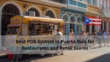 Food truck serving customers on a colorful Puerto Rico street with a Puerto Rican flag graphic and text reading "Best POS System in Puerto Rico for Restaurants and Retail Stores."