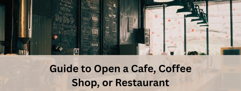 Interior of a cozy cafe with chalkboard menus and warm lighting