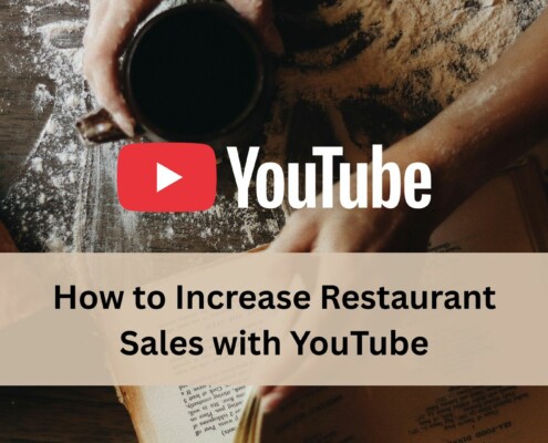 A person working with dough on a floured surface with an open cookbook nearby, featuring a large YouTube logo and the text “How to Increase Restaurant Sales with YouTube”