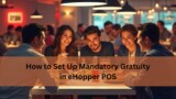 Group of friends dining at a restaurant table, illustrating mandatory gratuity setup in eHopper POS.
