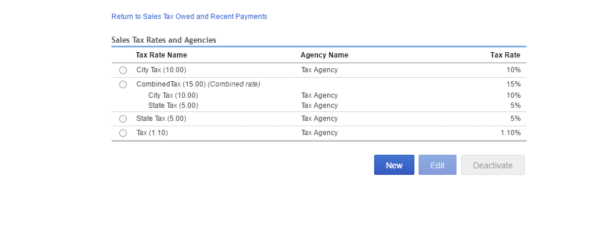 Input the Tax name, Agency name, and Rate