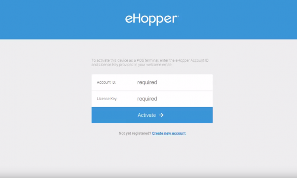 eHopper Account ID and License Key