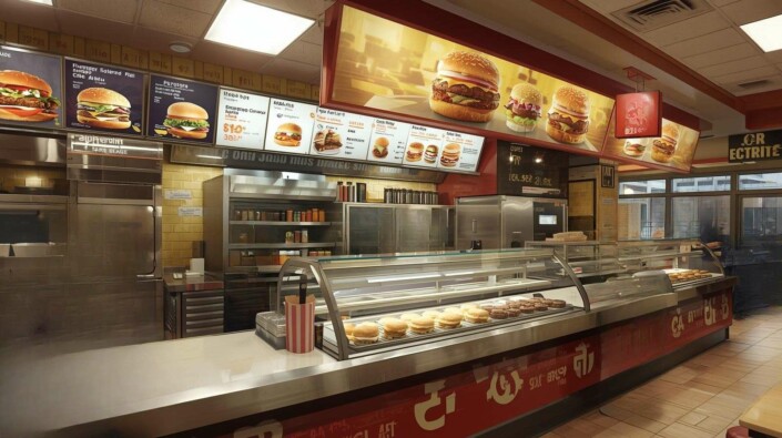 Quick Service Restaurant POS quick service restaurant selling burgers