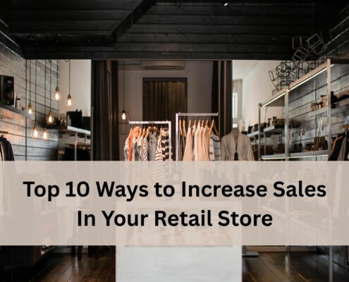 A stylish retail clothing store with racks of neatly arranged clothes and modern lighting