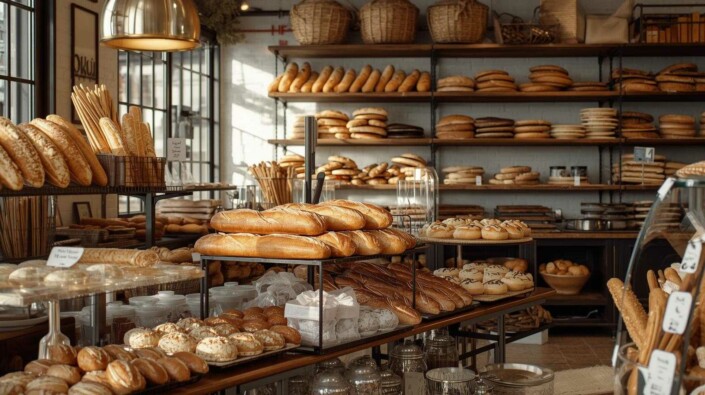 Bakery Store POS bakery with breads, baguettes