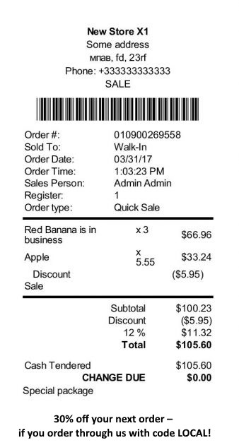 sales receipt