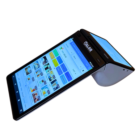 valor vp800 terminal displaying ehopper pos software on its screen