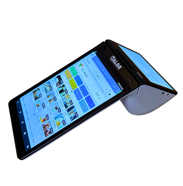 valor-vp800-terminal valor vp800 terminal displaying ehopper pos software on its screen